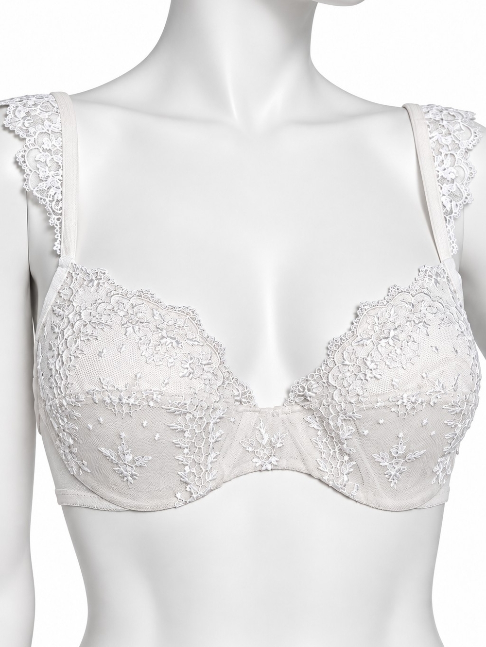 La Perla White Lace Underwire Bridal Bra Size 34B luxury lace embroidery chic